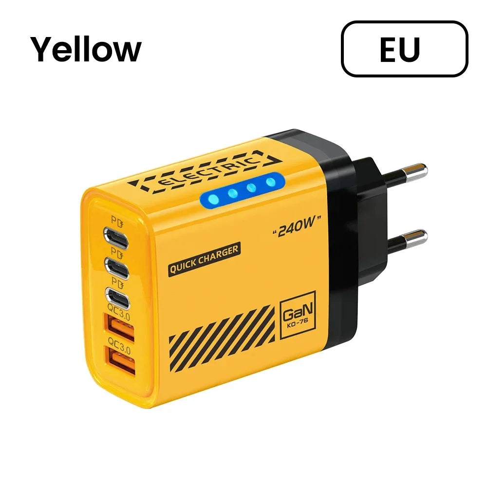 Chargeur GaN 5-en-1 USB-C 120W Quick Charge 3.0 EU US UK – CLEVI Paris