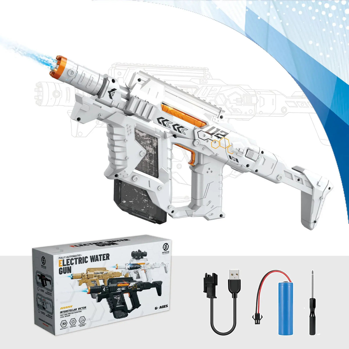 Pistolet à eau électrique LED, tir automatique – CLEVI Paris