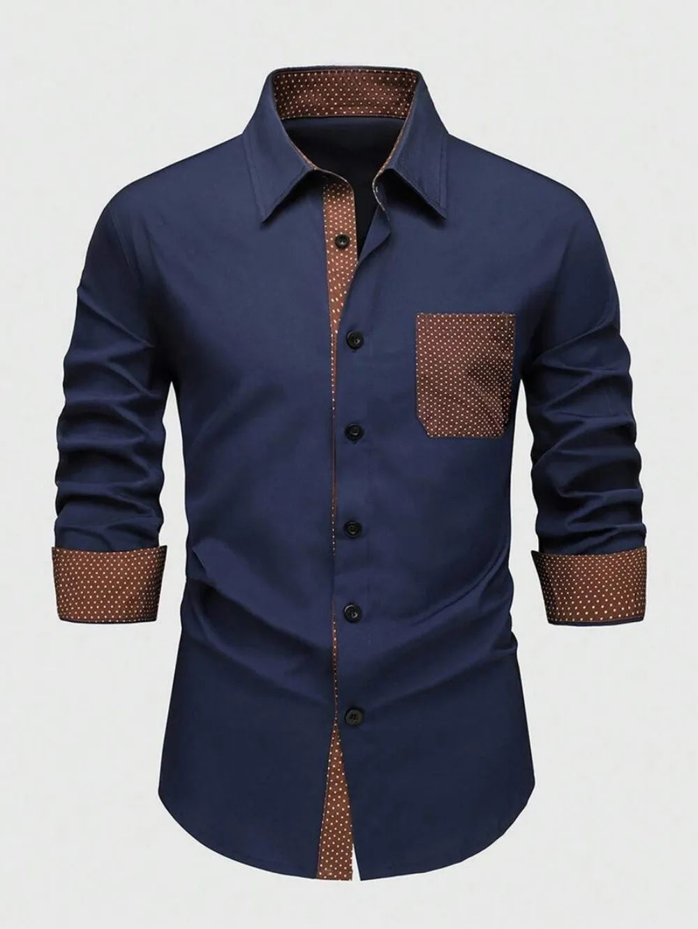 Chemise homme à pois et détails contrastés – CLEVI Paris