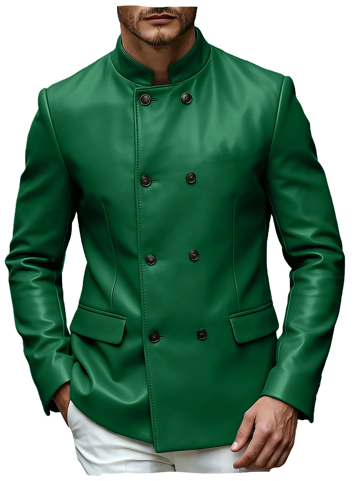 Blazer homme en similicuir, col montant – CLEVI Paris