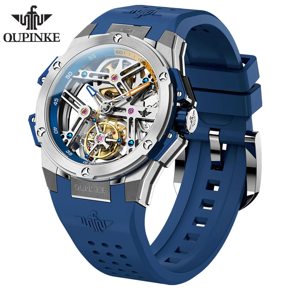 OUPINKE 8003 Montre Homme Tourbillon Squelette Automatique Saphir 5ATM – CLEVI Paris