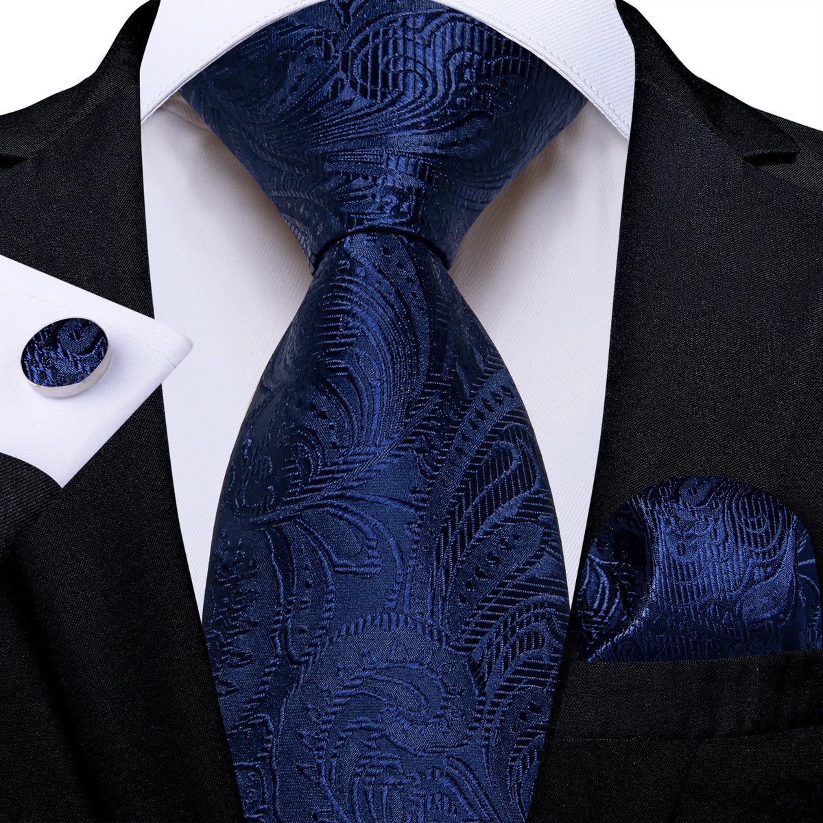 Coffret cravate homme paisley, pochette et boutons – CLEVI Paris