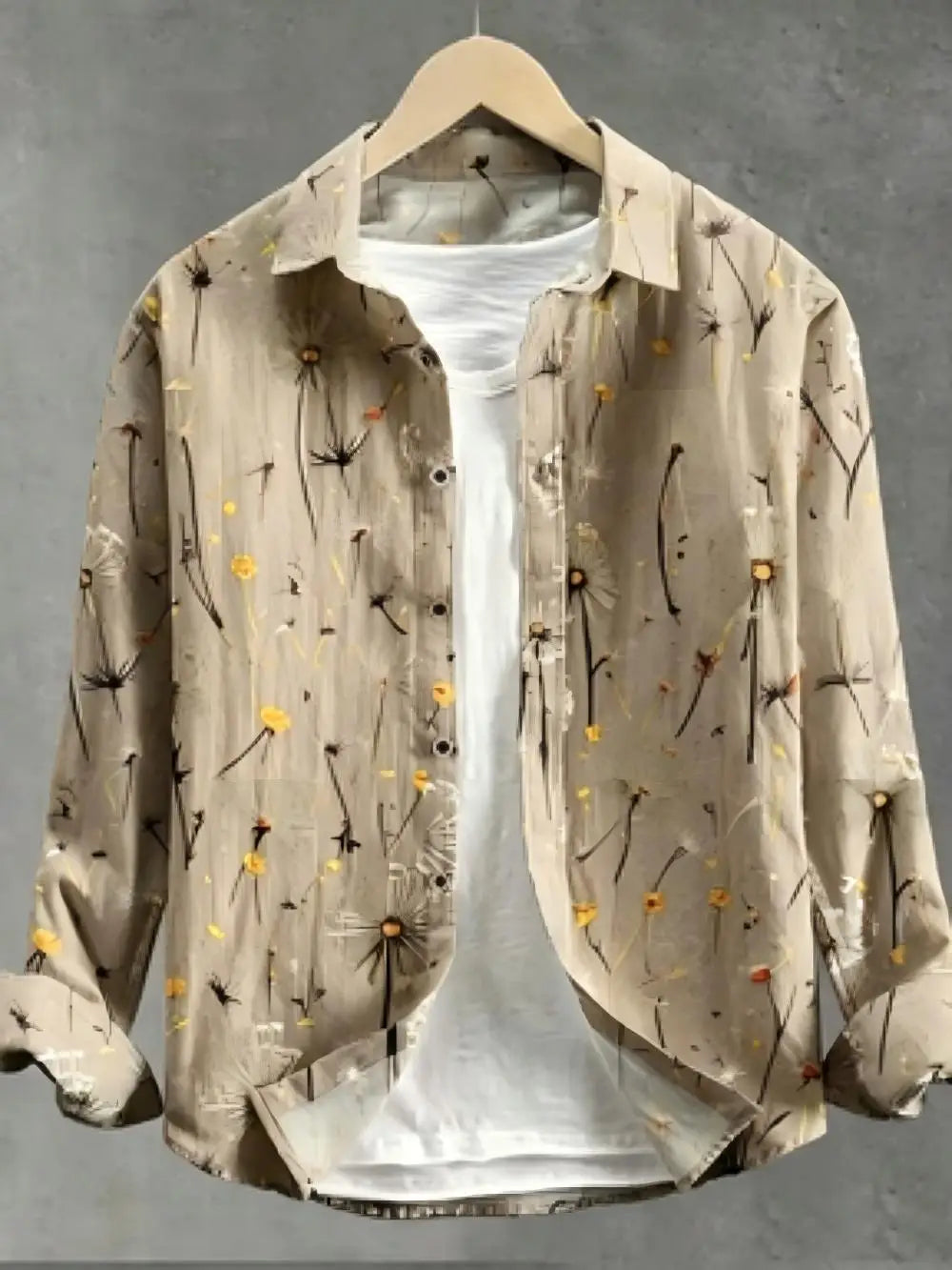 Chemise homme en lin motif pissenlit – CLEVI Paris