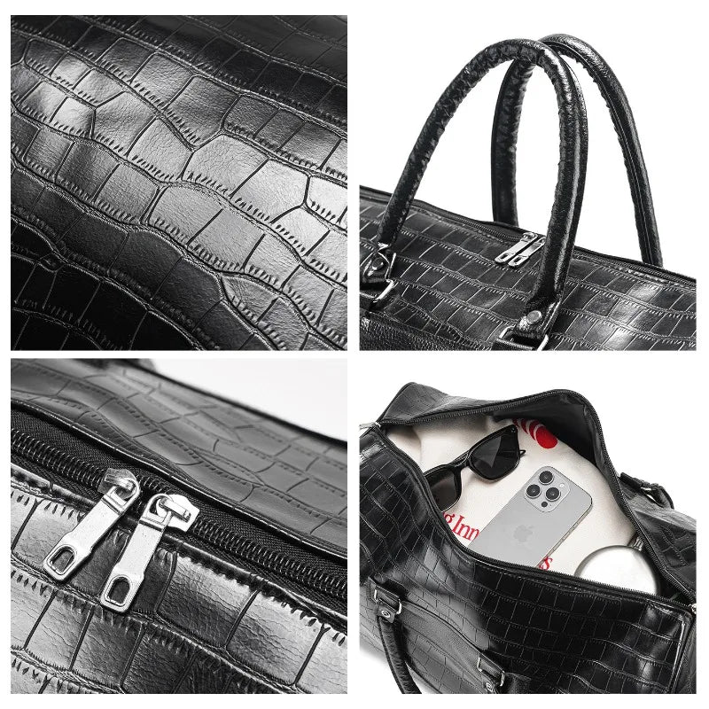 Sac de Voyage Homme PU Motif Alligator Sport Business 48x26x28cm – CLEVI Paris