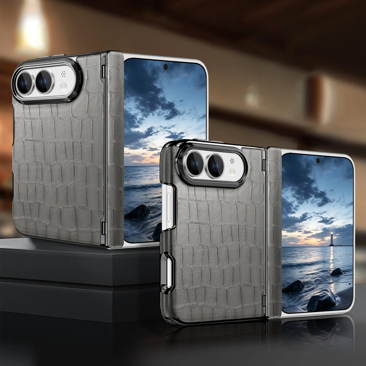 Coque iPhone Duo motif crocodile en simili – CLEVI Paris