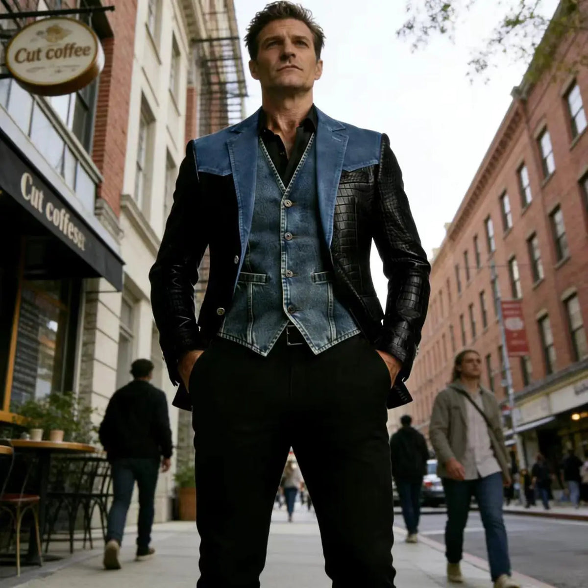 Blazer homme en cuir et polyester – CLEVI Paris