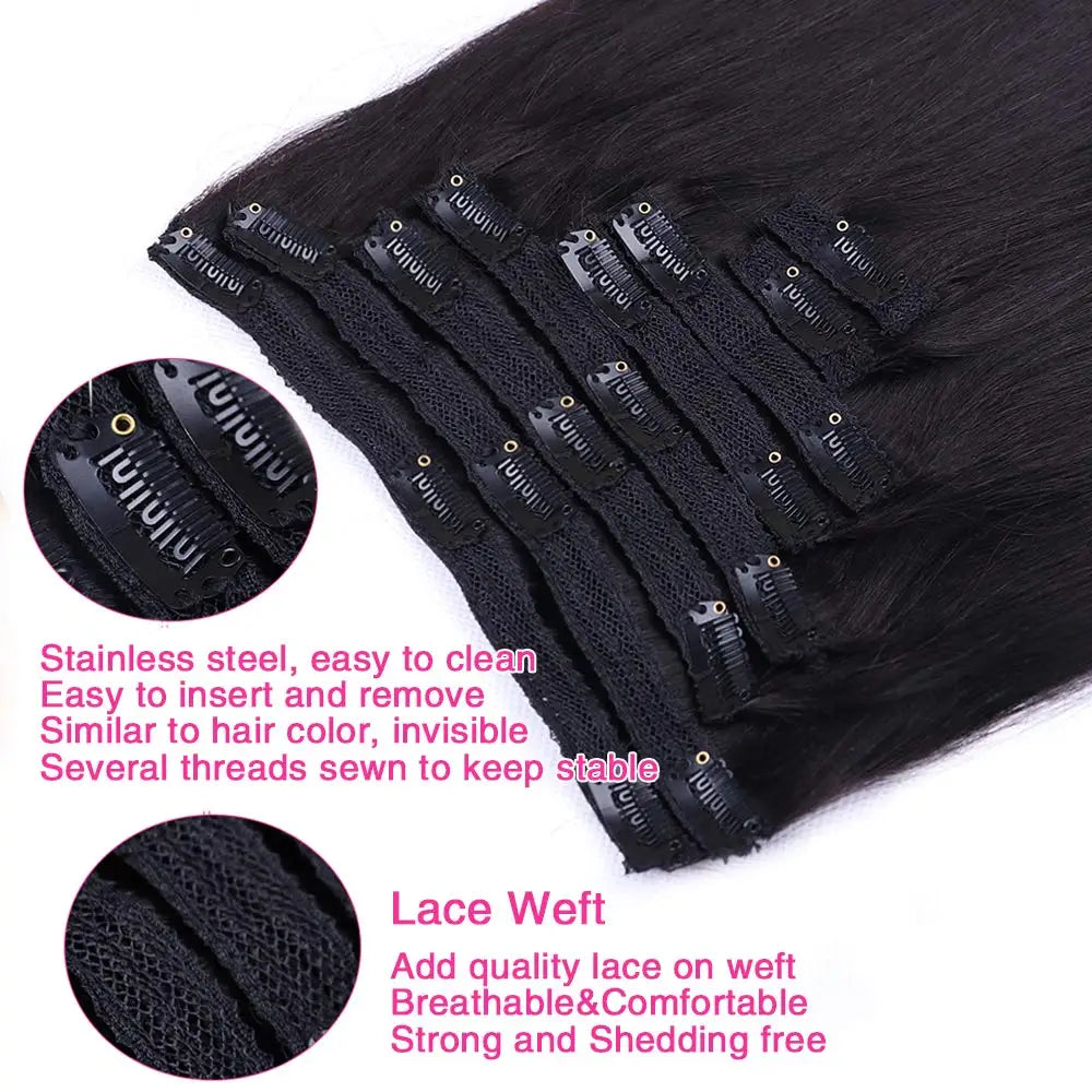 Clip-In Extensions Cheveux Humains Straight – CLEVI Paris