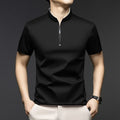 Polo Homme Casual Zip Col Montant Manches Courtes Uni Anti-Froissage S-4XL – CLEVI Paris