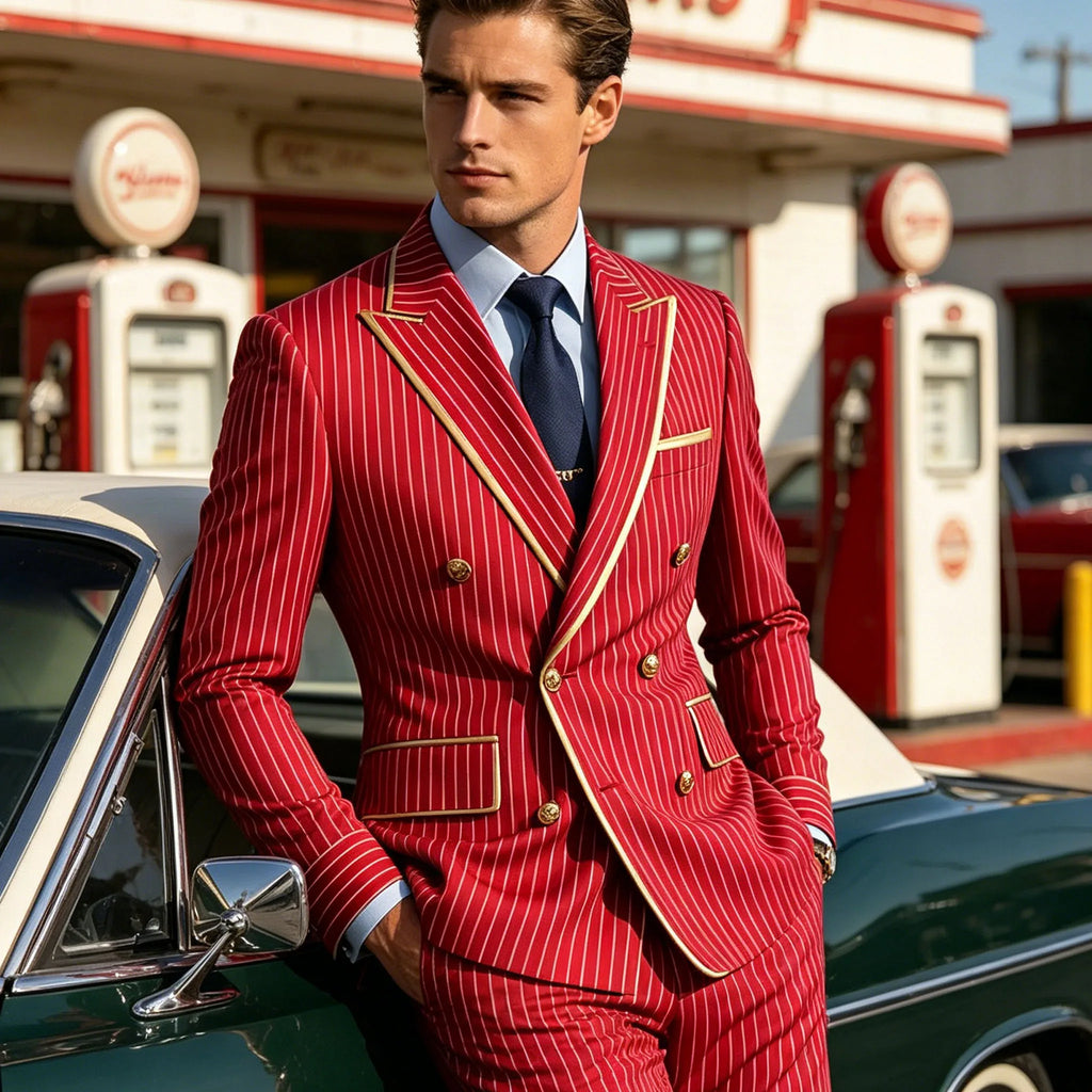 Blazer Croisé Homme Rayures Fines – CLEVI Paris