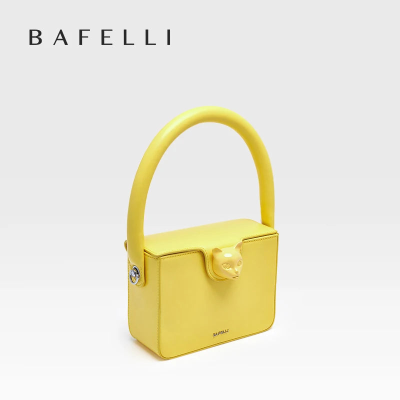Sac à Main Femme BAFELLI Cuir Véritable Box Bag Motif Chat Luxe 3 Coloris – CLEVI Paris