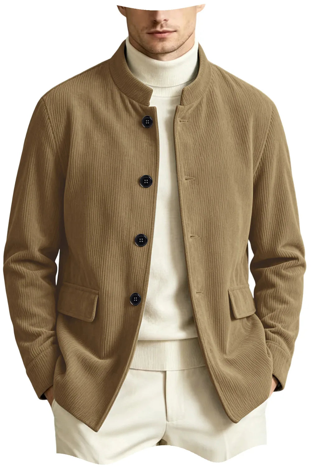 Blazer homme en velours côtelé à col montant – CLEVI Paris