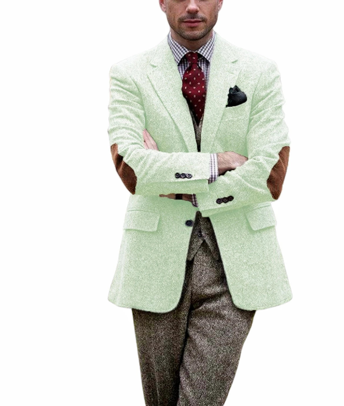 Blazer homme en tweed, revers cranté et coudes – CLEVI Paris