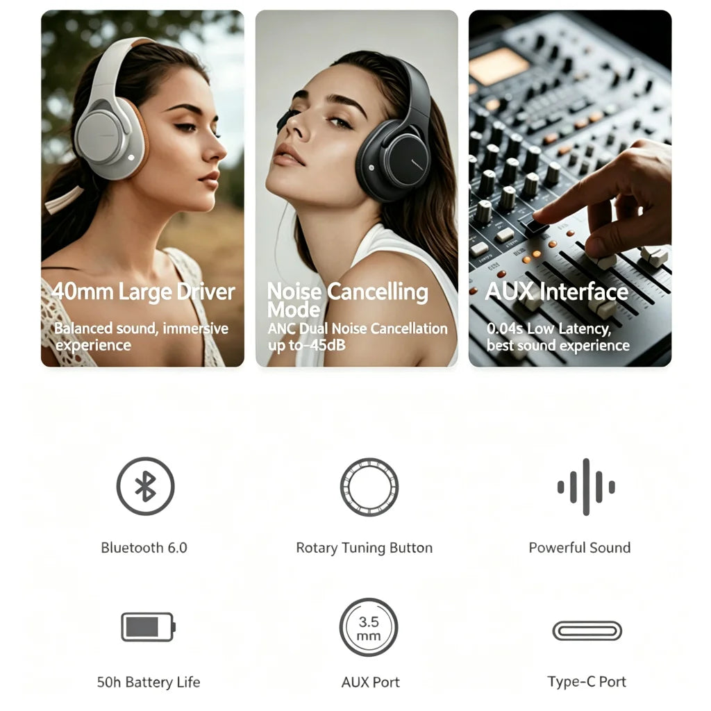 Casque Bluetooth 6.0 CHYI ANC Pliable Micro Waterproof – CLEVI Paris