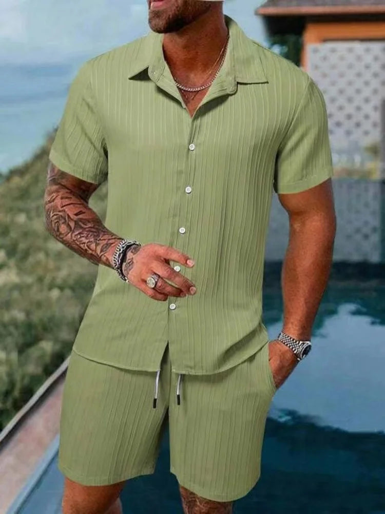 Ensemble homme chemise et short de plage – CLEVI Paris