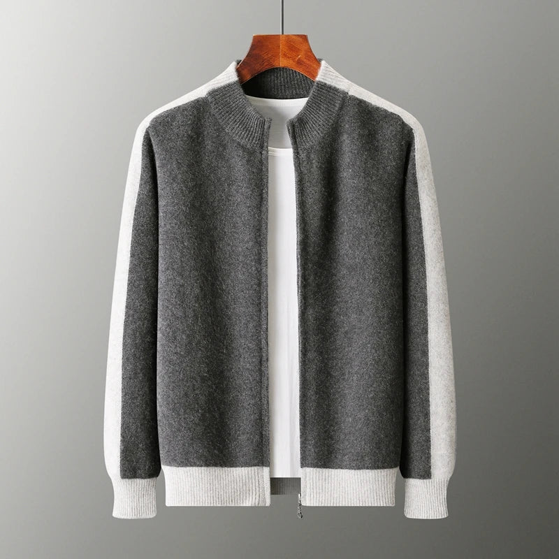 Ensemble Jogging Homme 100% Laine Mérinos MVLYFLRT – Cardigan Zippé + Pantalon Tricot Épais – Gris, S à XXL – CLEVI Paris