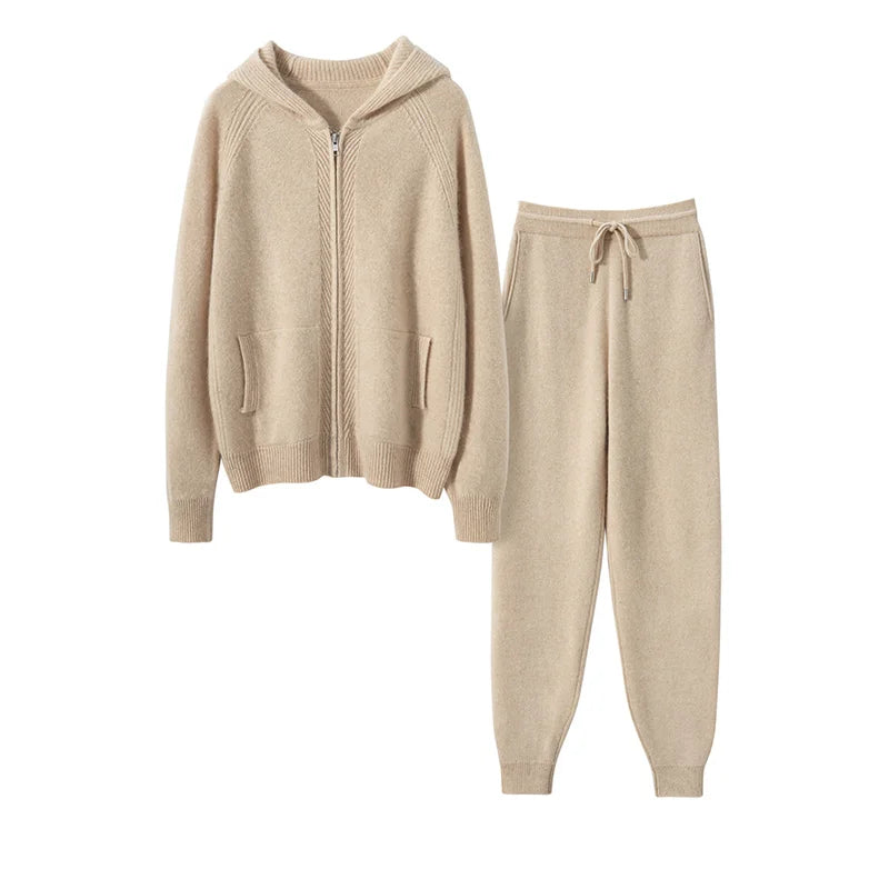 Ensemble femme en maille, cardigan et pantalon – CLEVI Paris