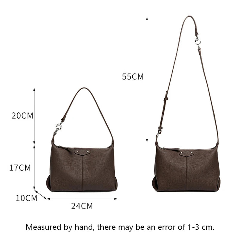 Sac Bandoulière Femme Cuir Véritable Grande Capacité Minimaliste – CLEVI Paris
