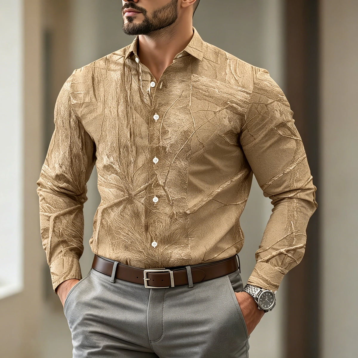 Chemise homme à motif forestier – CLEVI Paris