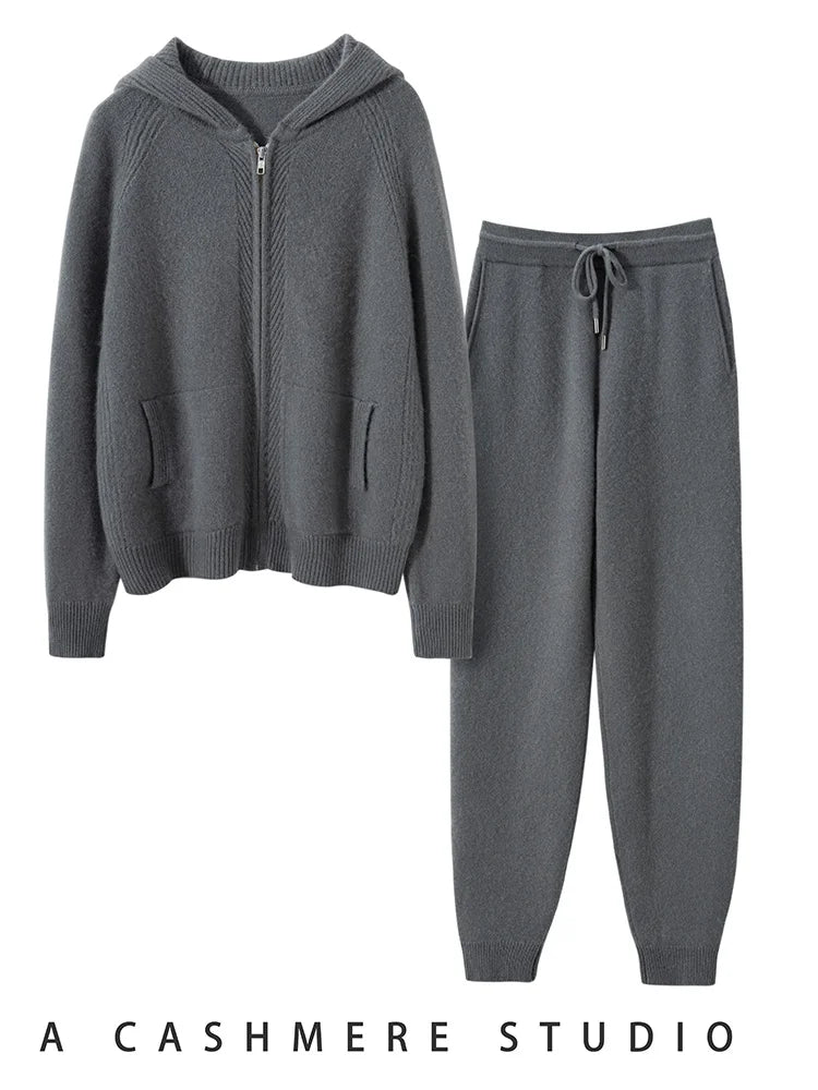 Ensemble femme en maille, cardigan et pantalon – CLEVI Paris