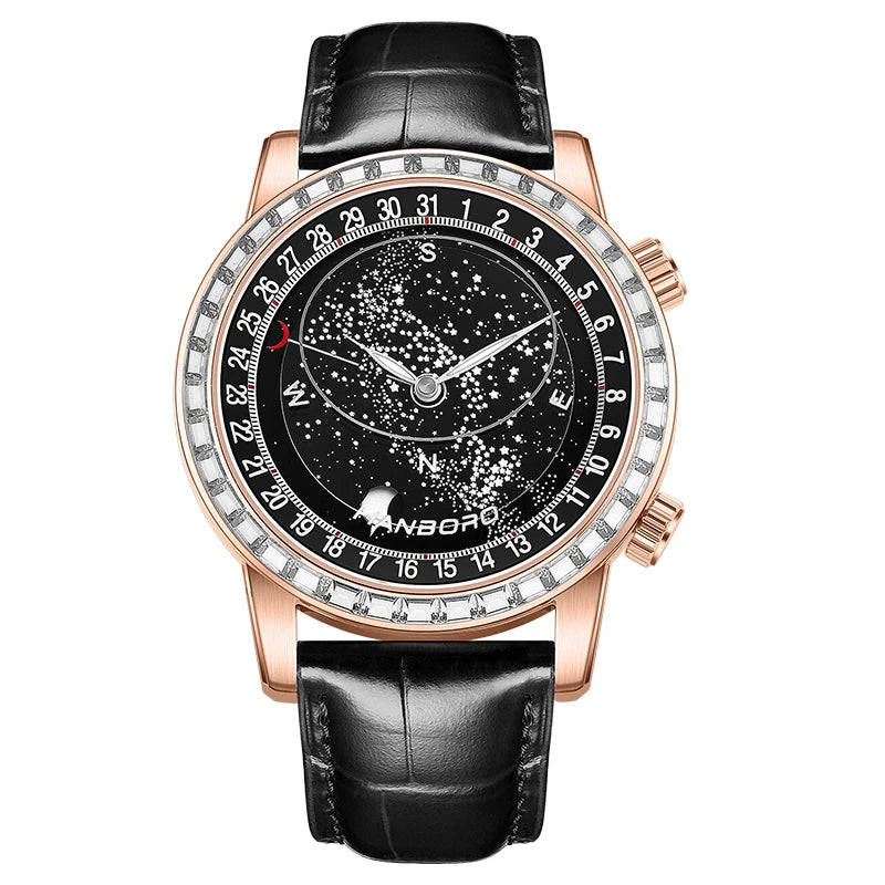 Montre Homme Automatique HANBORO Starry Sky – Étanche Lumineuse Acier Inoxydable – CLEVI Paris