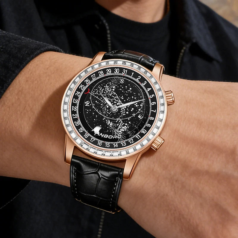 Montre Homme Automatique HANBORO Starry Sky – Étanche Lumineuse Acier Inoxydable – CLEVI Paris