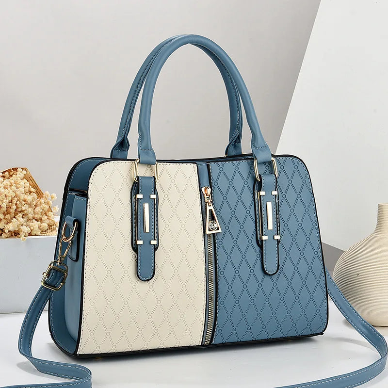 Sacoche Femme Effet Croco Bicolore Grande Capacité Épaule Bandoulière Bureau – CLEVI Paris