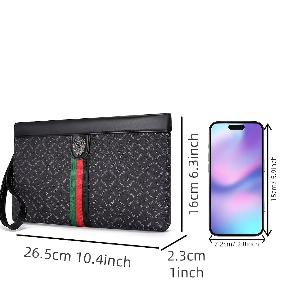 Pochette homme noire en croûte de cuir – CLEVI Paris