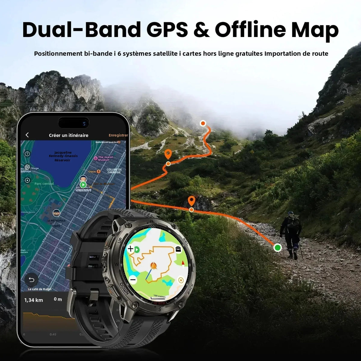 Montre KOSPET TANK T4 GPS cartes hors ligne – CLEVI Paris