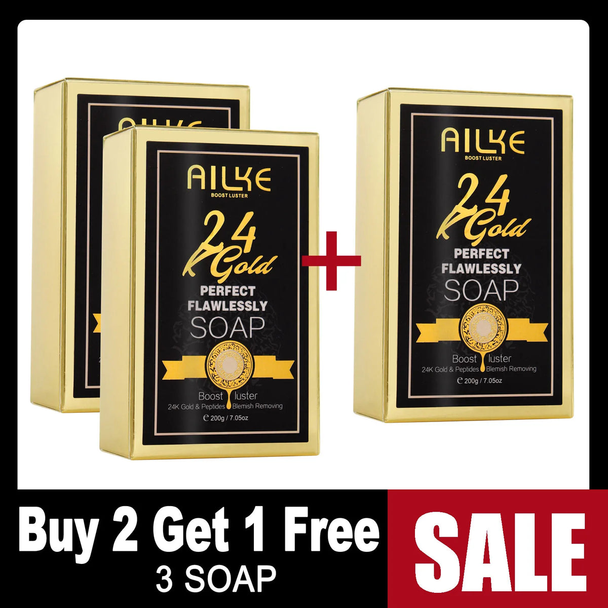 Gamme Soins AILKE 24K Gold Perfect Flawlessly – Crème, Savon & Huile Corps – Éclaircissant Anti-Taches – CLEVI Paris