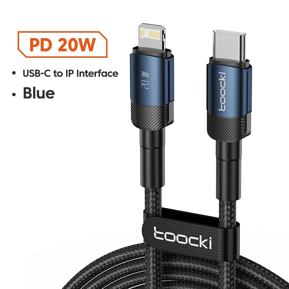 Câble Toocki Charge Rapide USB-C Lightning 60W 100W Tressé – CLEVI Paris