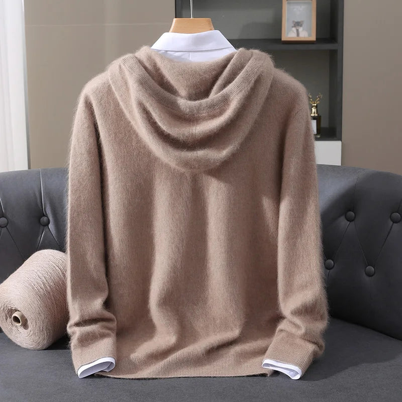 Pull Homme 100% Cachemire Vison À Capuche Coupe Ample MVLYFLRT – Tricot Épais Casual – 10 Coloris, S à XXXL – CLEVI Paris