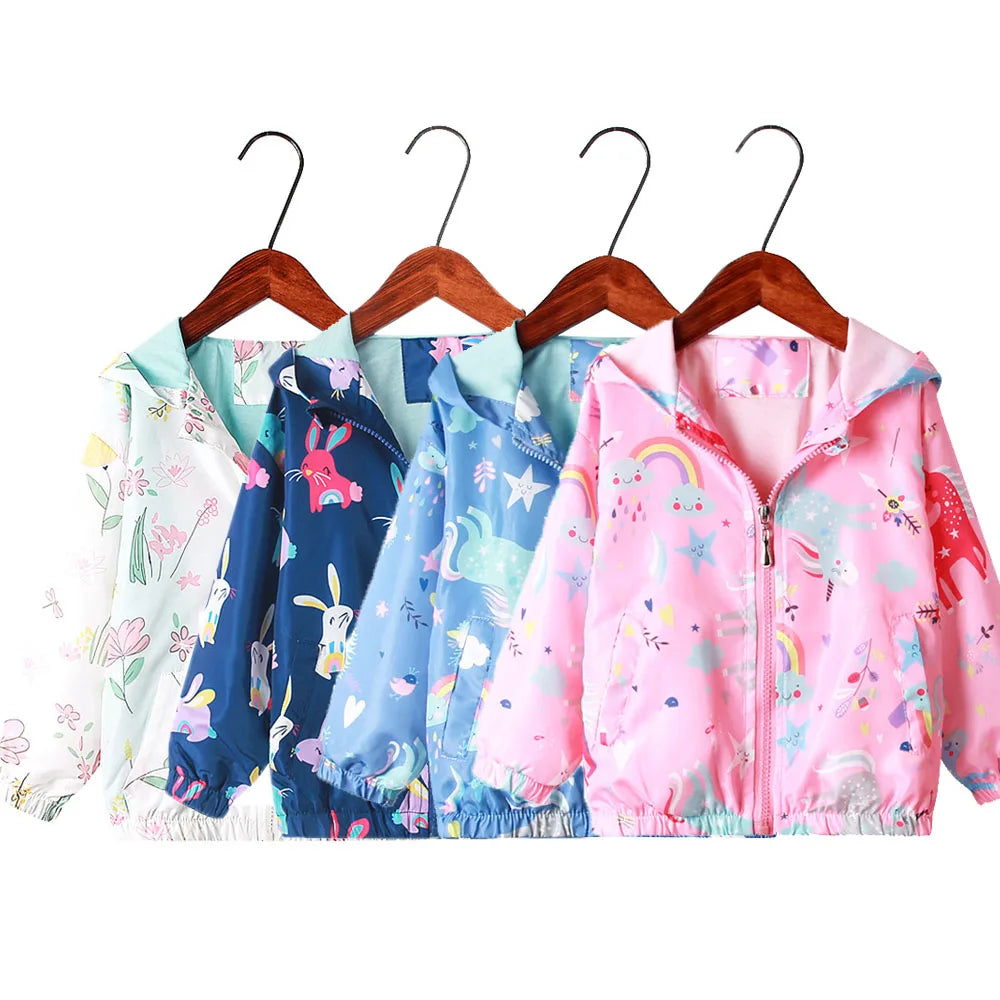 Veste fille à capuche imprimée zippée – CLEVI Paris