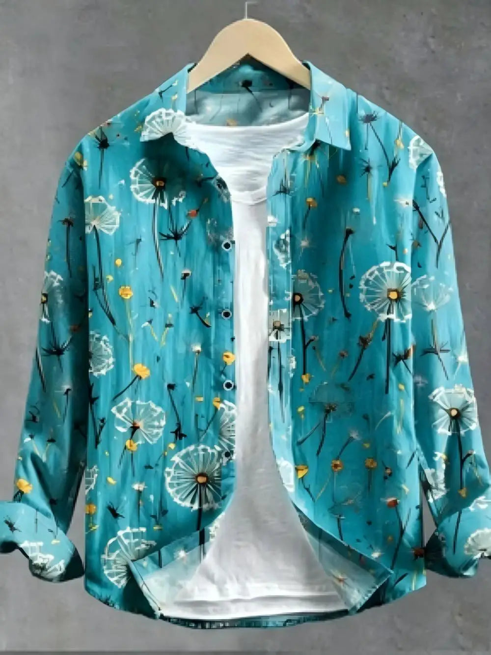 Chemise homme en lin motif pissenlit – CLEVI Paris