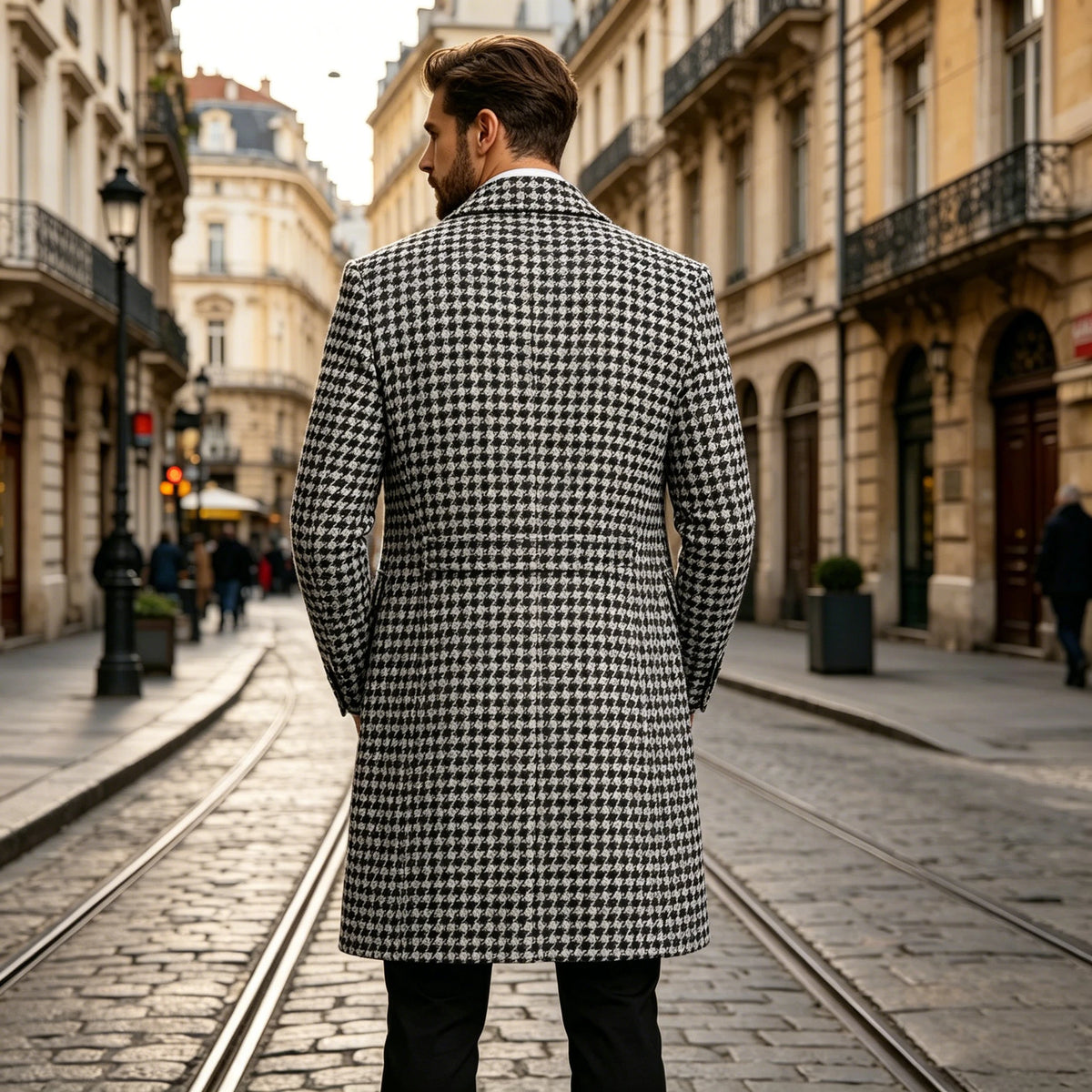 Manteau pied-de-poule homme – CLEVI Paris
