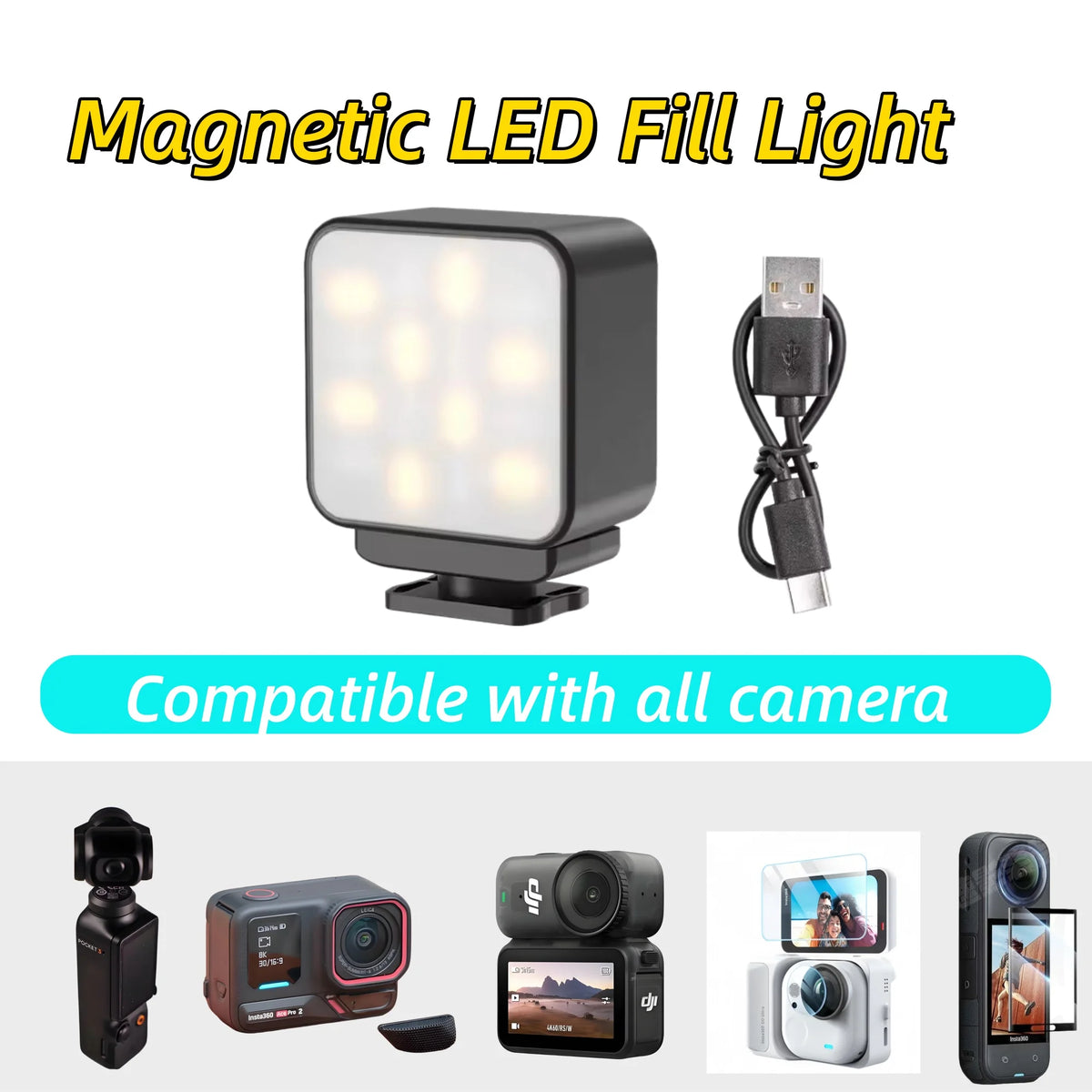 Lampe LED magnétique DJI et Insta360 – CLEVI Paris