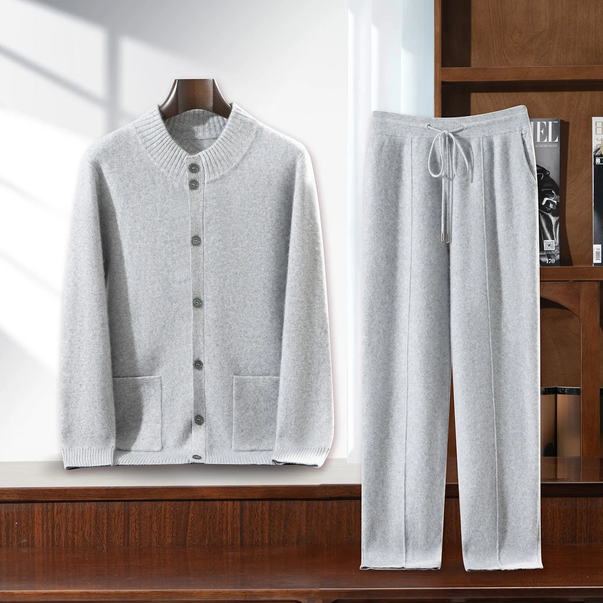 Ensemble homme cachemire cardigan boutonné – CLEVI Paris