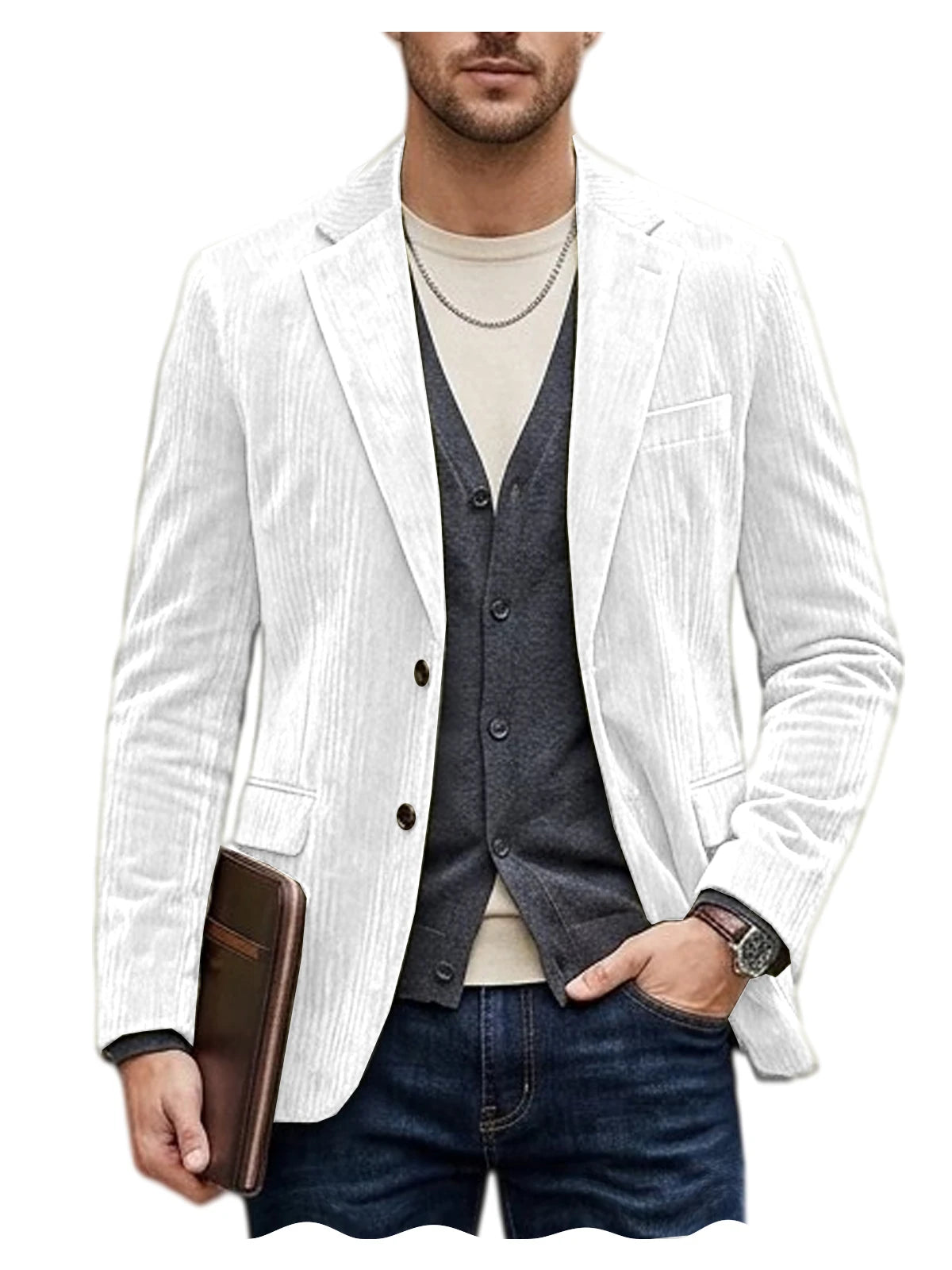 Blazer homme en velours côtelé, coupe ajustée – CLEVI Paris
