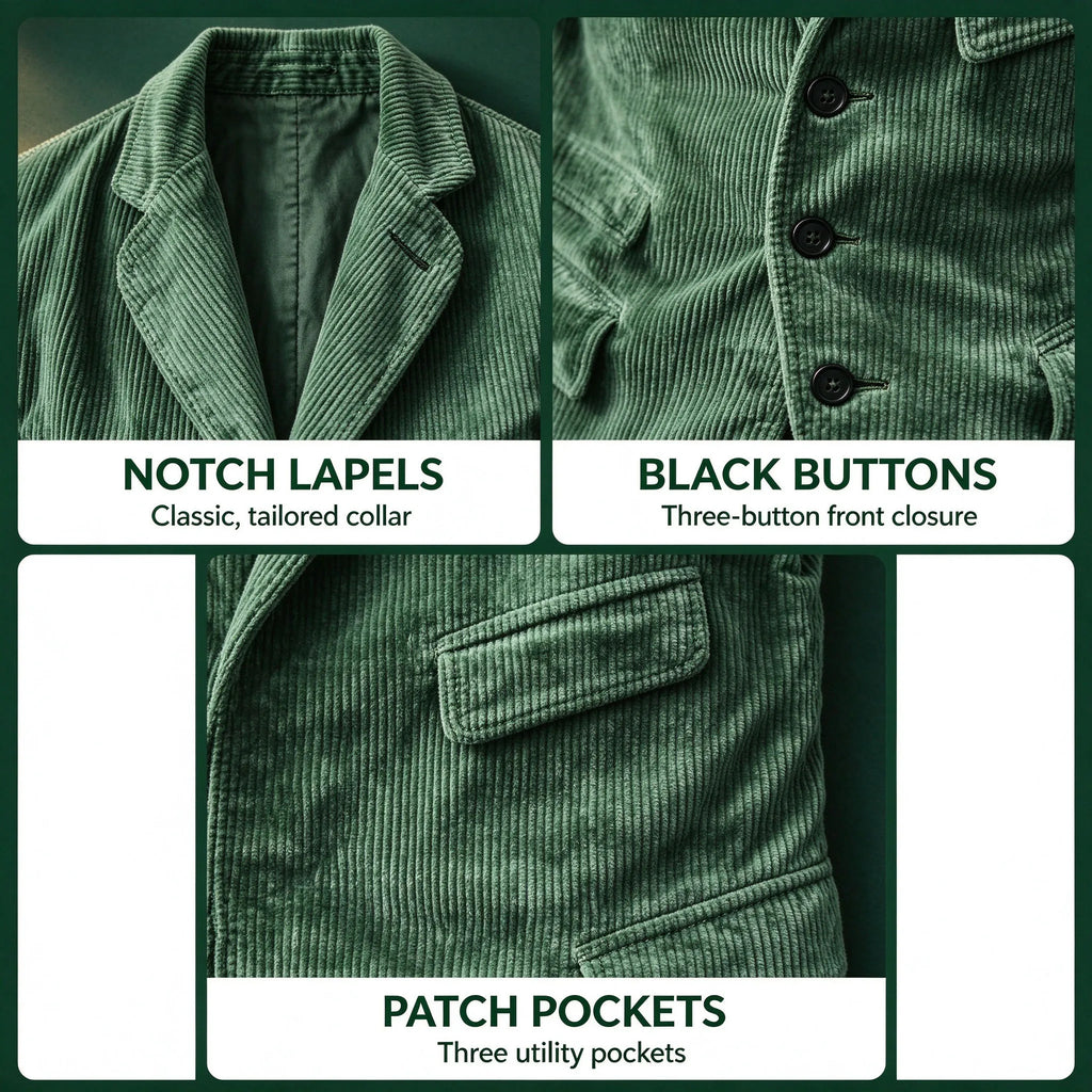 Blazer homme velours côtelé à 3 boutons – CLEVI Paris