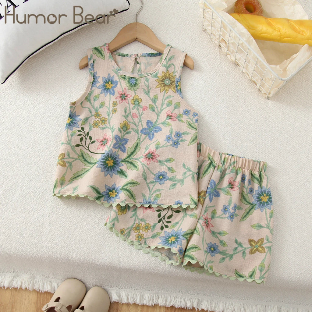 Ensemble fille fleuri haut et short dentelle – CLEVI Paris