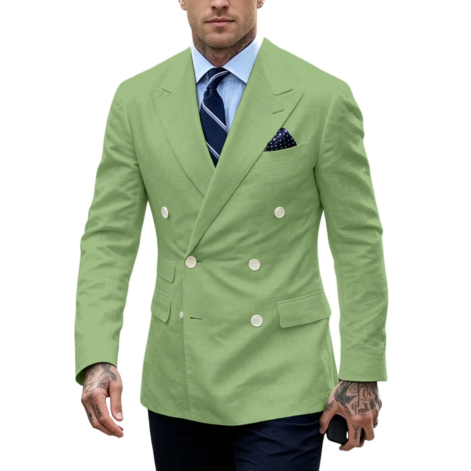 Blazer Homme Double Boutonnage Slim Fit Lin – CLEVI Paris