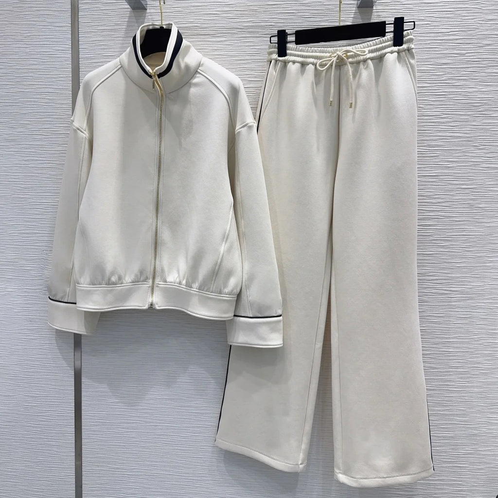 Ensemble femme veste zippée et pantalon large – CLEVI Paris