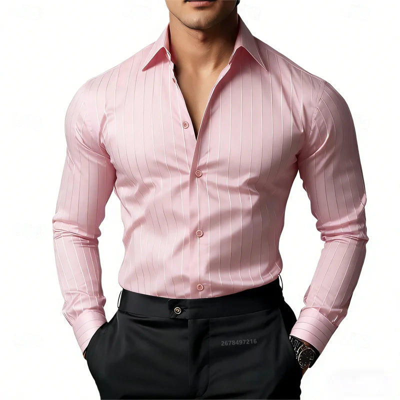 Chemise Homme Rayée à Manches Longues – CLEVI Paris