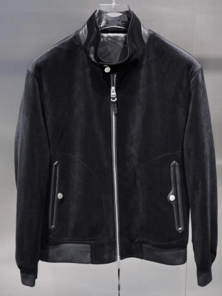 Blouson homme aspect velours à col montant – CLEVI Paris
