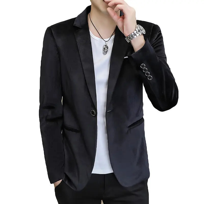 Blazer homme aspect velours, coupe ajustée – CLEVI Paris