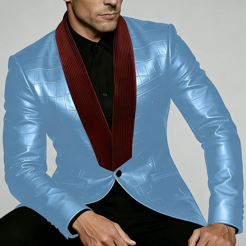 Blazer homme effet crocodile, col contrasté – CLEVI Paris