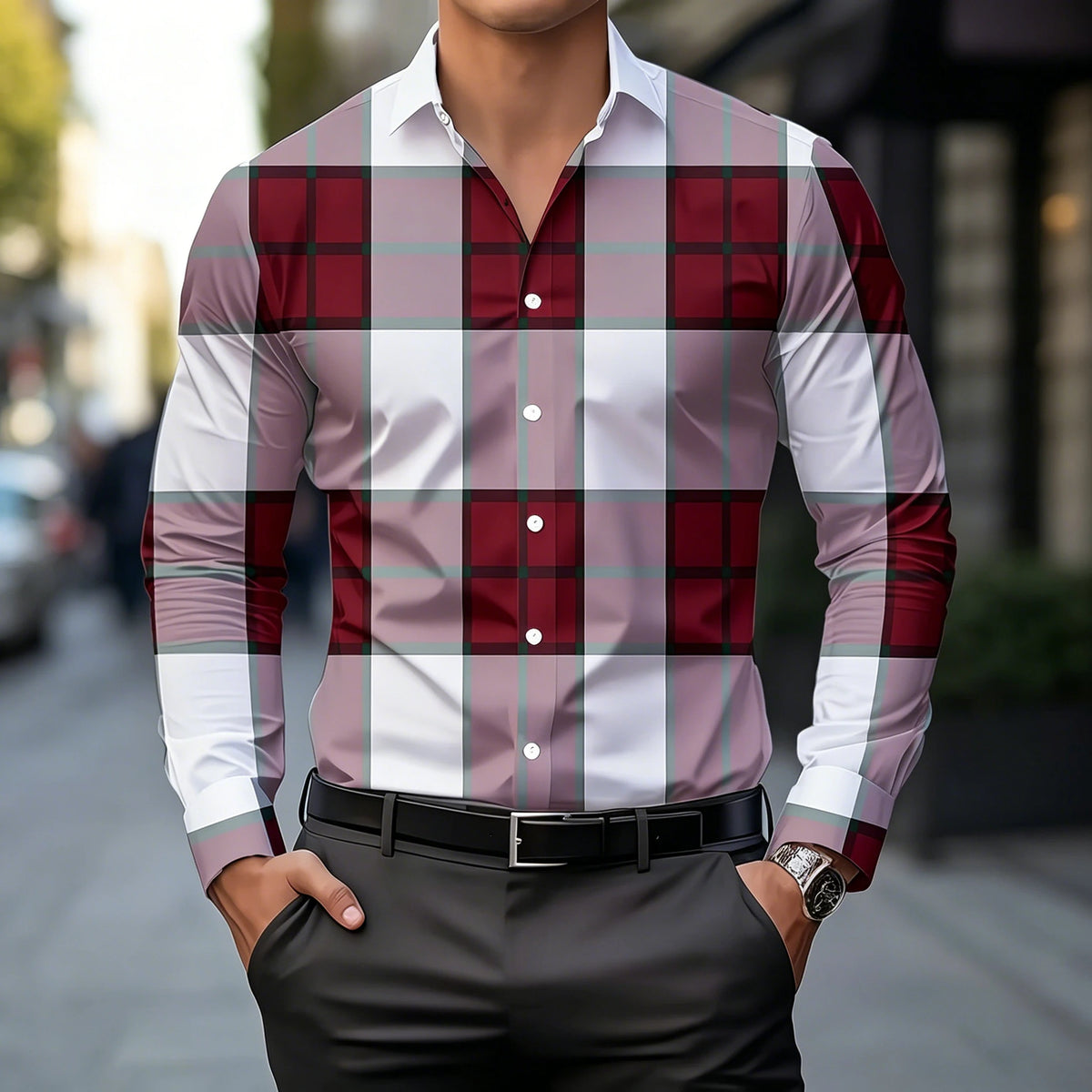 Chemise homme à carreaux manches longues – CLEVI Paris