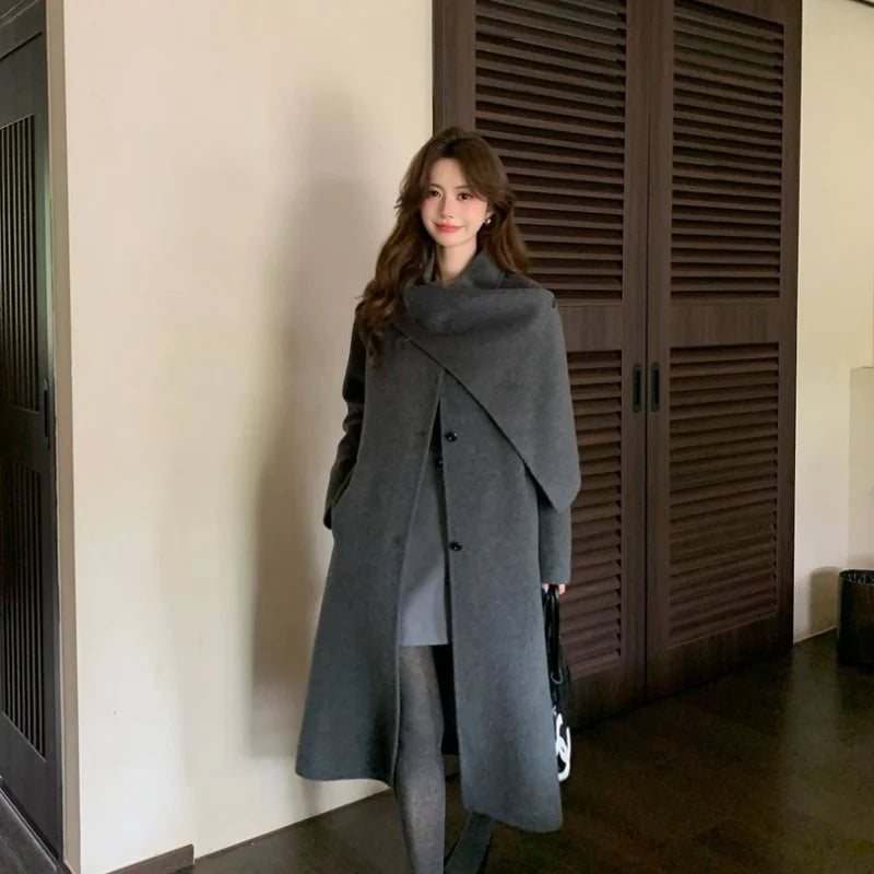 Manteau long femme en laine double face – CLEVI Paris