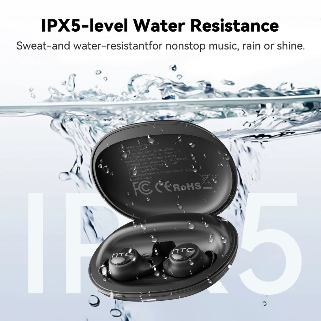 Écouteurs Open-Ear HTC NE76 Bluetooth 5.4 ENC IPX6 HiFi – CLEVI Paris