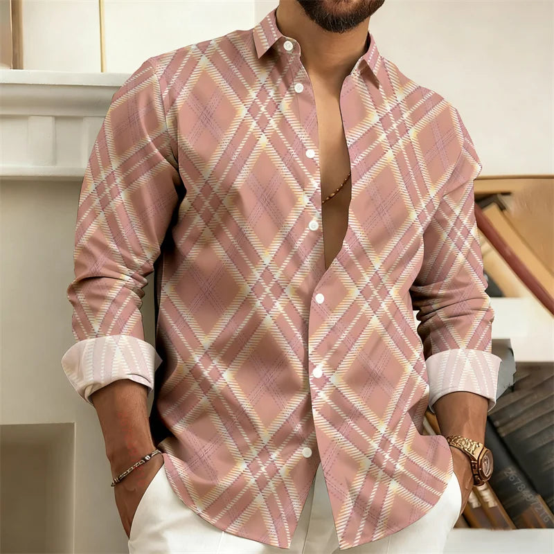 Chemise homme imprimée géométrique – CLEVI Paris