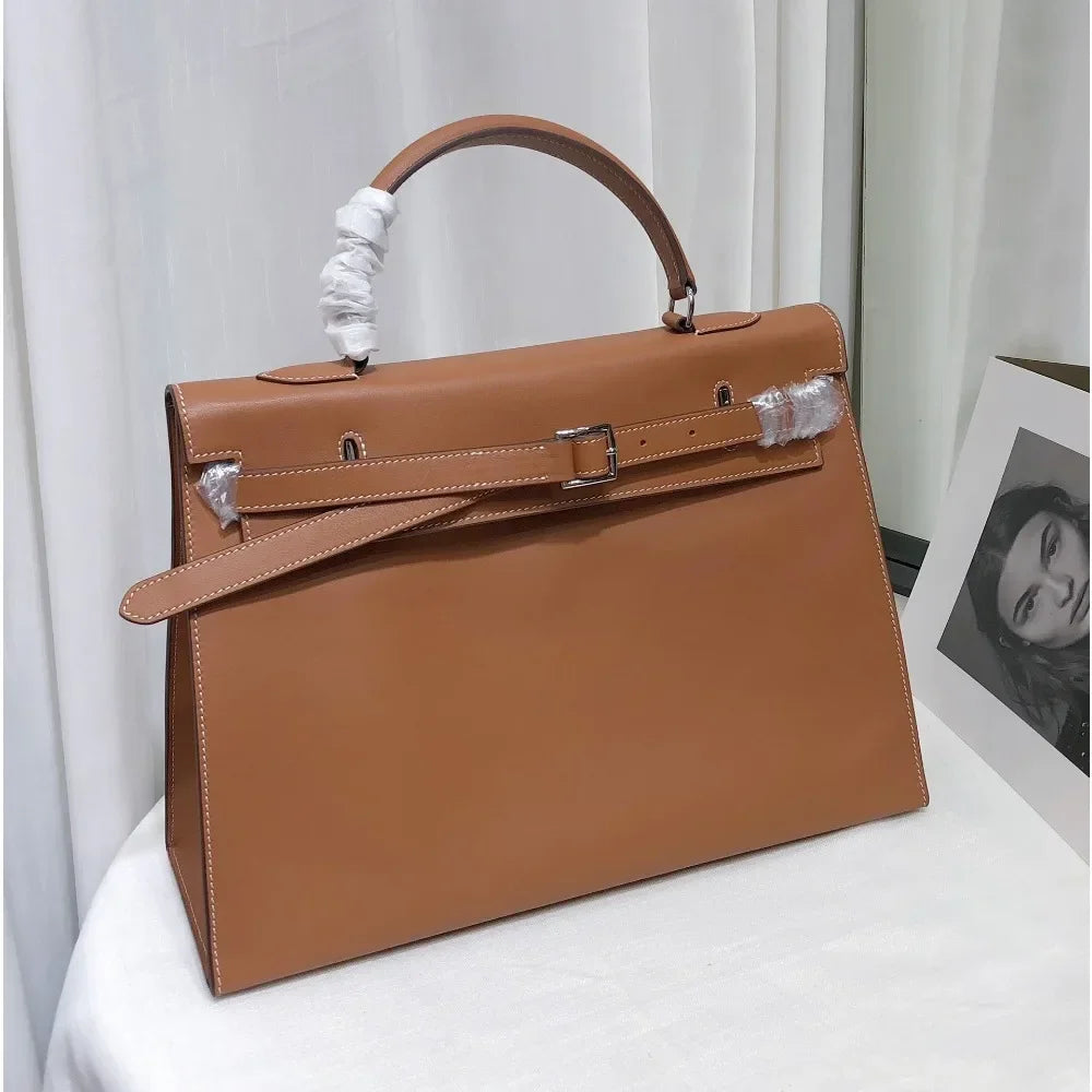 Sac À Main Femme Cuir Véritable Structuré Rabat Business – CLEVI Paris